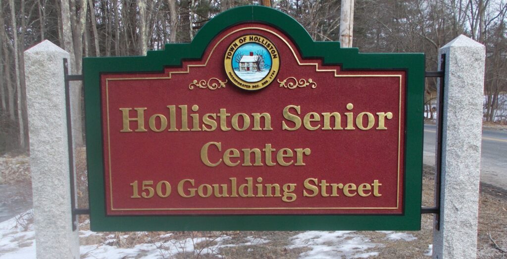 A sign for the Holliston Senior Center